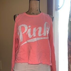 Victoria’s Secret Cold Shoulders Pink Long Sleeve Crop Top